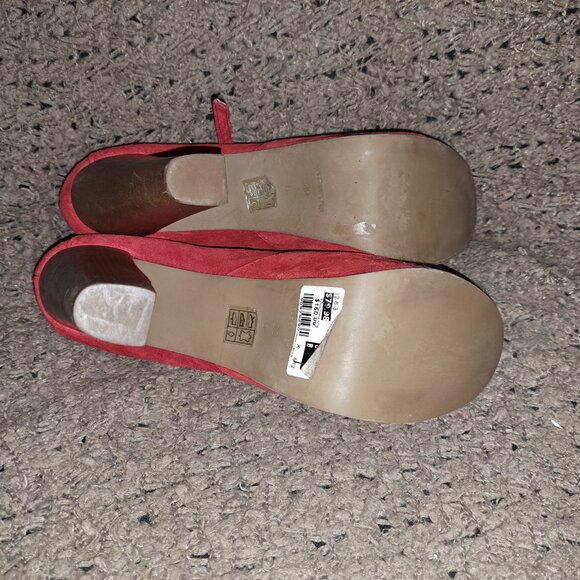 JEFFREY CAMPBELL-Foxy Wood Platform High Heel T-Strap-Red Suede-Sz39/9-Near Mint - Picture 8 of 8